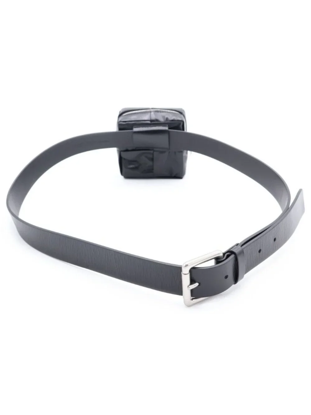 Bottega Veneta Cassette Maxi Intrecciato Belt Waist Back Black Leather